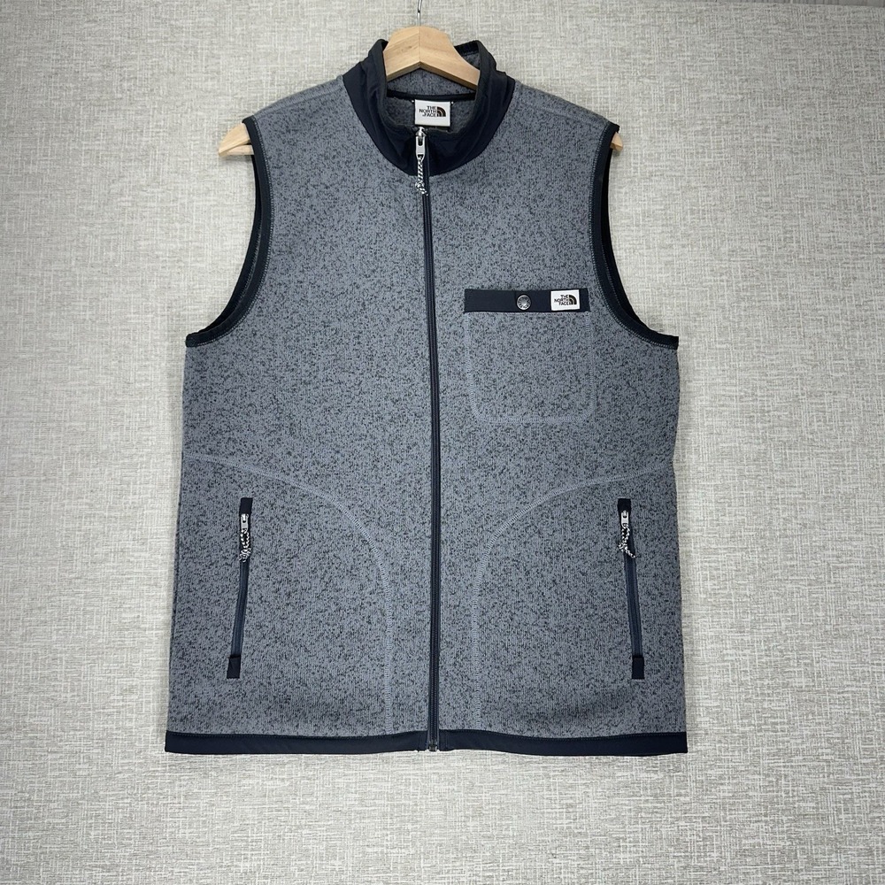 The North Face Vest Mens Small Gray Sweater Fleece Full Zip Pockets NF0ASGL3